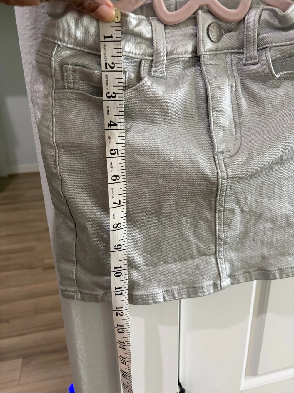 Girl’s FabKids Sz7 Metallic Silver Denim Mini Skirt
